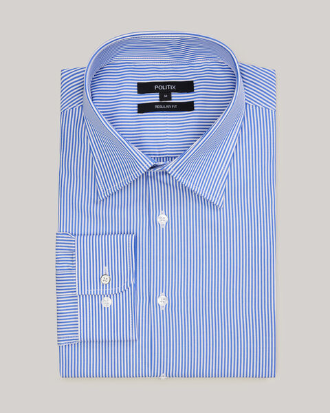 Striped Business Shirt, Blue, hi-res